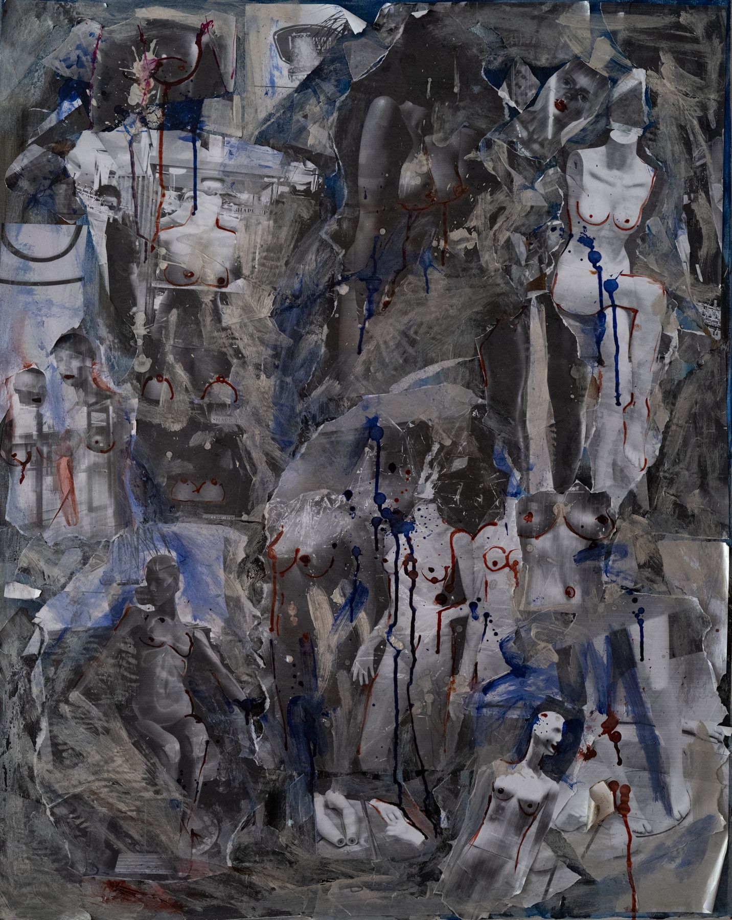 Untitled. Mixed media on canvas, paint and photographic collage, 100 × 80 cm