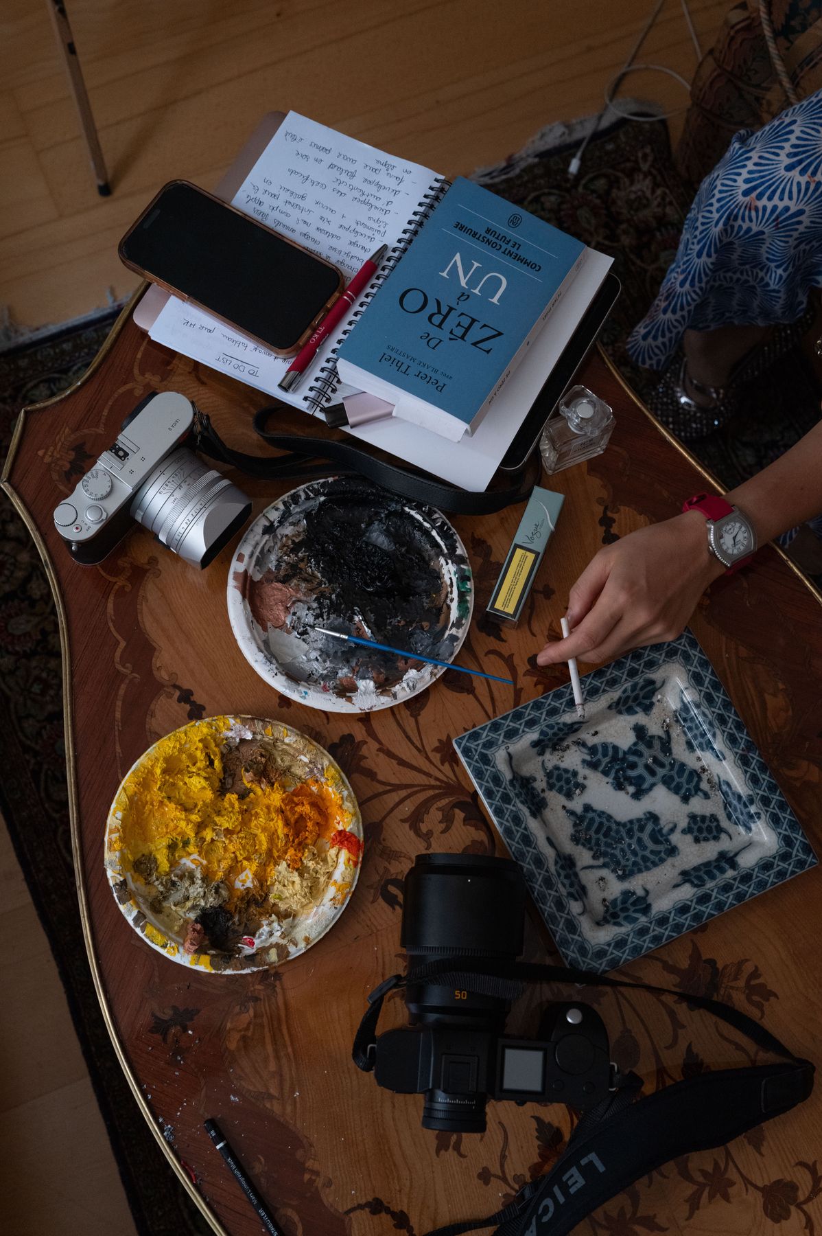 The studio: palettes, brushes and cameras